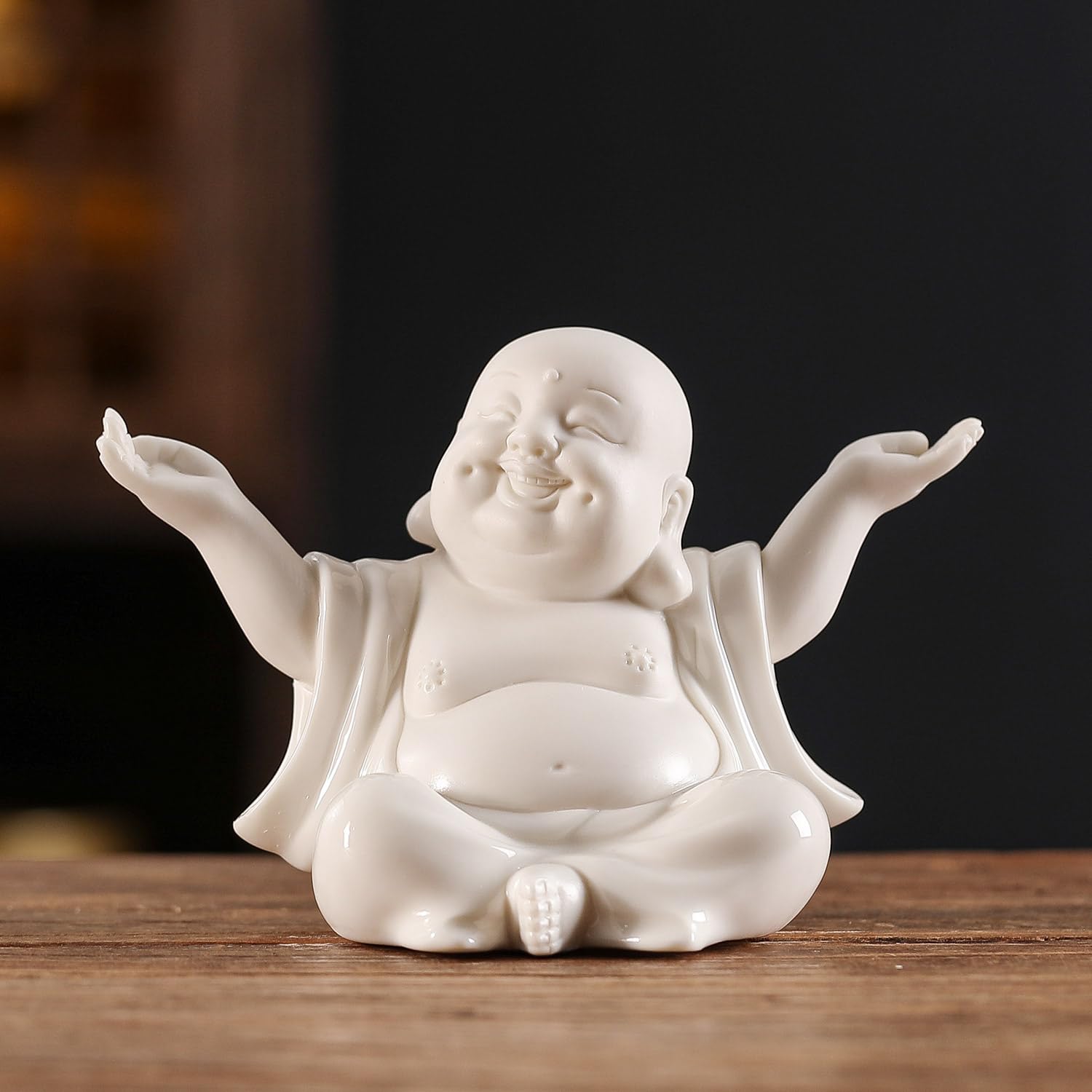Amazon.com: Houlu Small White Laughing Buddha Statue for Home